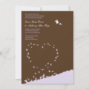 Convite para casamento de pássaros de amor
