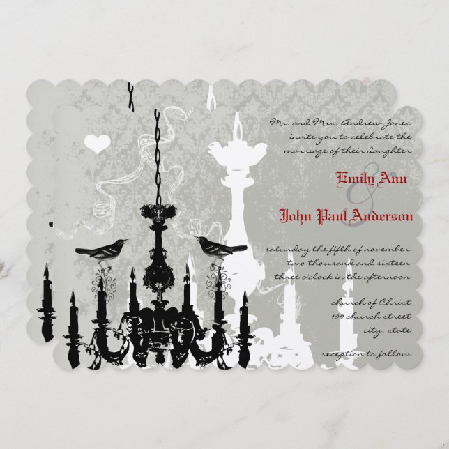 Convite para Casamento de Pássaros de Amor Chandel (Frente/Verso)