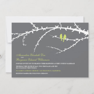 Convite para Casamento de Pássaros de Amor (limão)