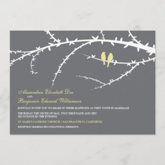Convite para Casamento de Pássaros de Amor (marfim