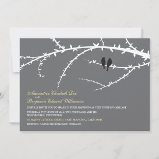 Convite para Casamento de Pássaros de Amor (preto)