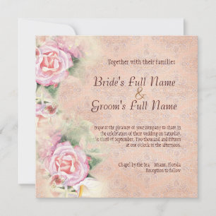 Convite para Casamento de Pastel Rosas e Calla Lí