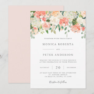 Convite para Casamento de Peach e Cream