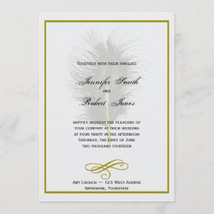 Convite para Casamento de Penas de Marabou Branco