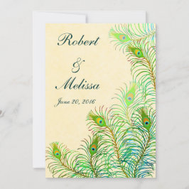 Convite para Casamento de Penas de Pavões Indianos