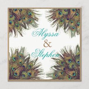 Convite para Casamento de Penas de Peacock 2