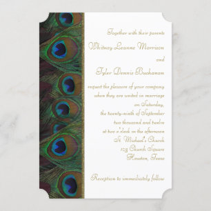 Convite para Casamento de Penas Douradas e Castanh