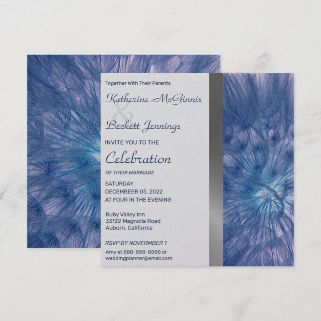 Convite para Casamento de Penas Elegantes (Frente/Verso)