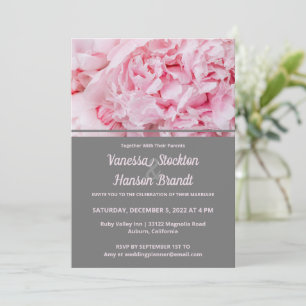 Convite para Casamento de Peony Rosa Moderna