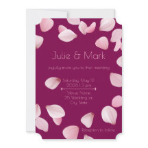 Convite para Casamento de Petais Rosa Romântica co