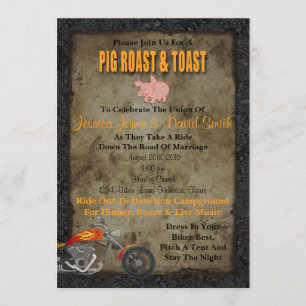Convite Para Casamento De Pig Roast E Toast Biker