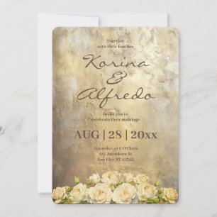 Convite para Casamento de Pintura de ouro