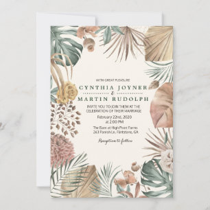 Convite Para Casamento De Planta Floral De Boho