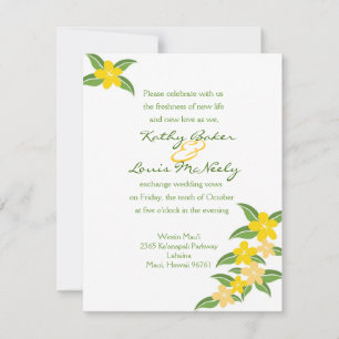 Convite Para Casamento De Plumeria Havaiana - 4,25