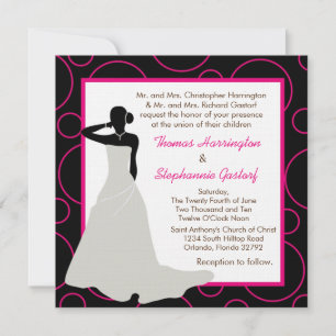 Convite para Casamento de Pok-a-Dot Preto 5x5