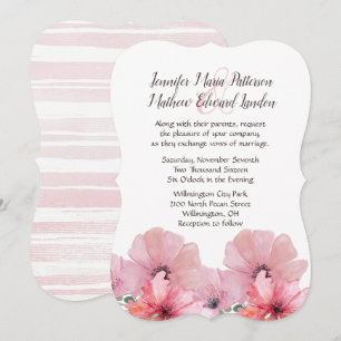 Convite para Casamento de Poppies Rosa