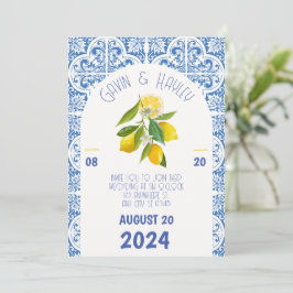 Convite para Casamento de Portugal | Azulejos azui