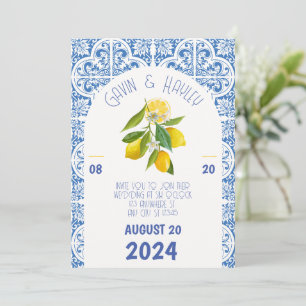 Convite para Casamento de Portugal   Azulejos azui