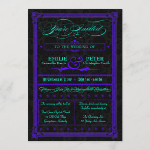 Convite Para Casamento De Poster De Teal E Roxo El