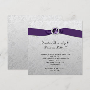 Convite para Casamento de Posto Gem Silver Roxo
