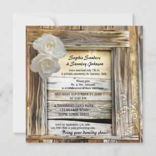 Convite para Casamento de Posto Rustic Wood Barn