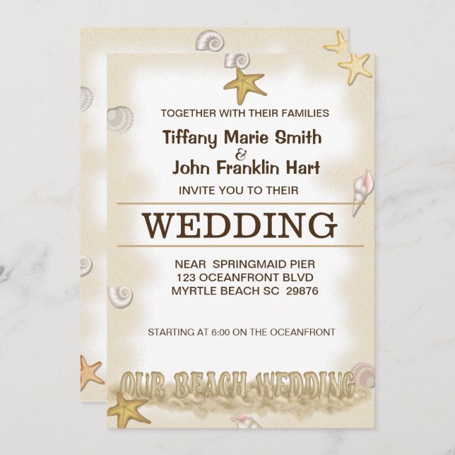 Convite para Casamento de Praia (Frente/Verso)