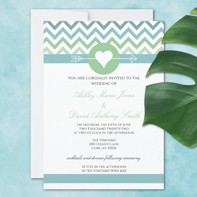 Convite para Casamento de Praia Chevron com Arrow  (Criador carregado)