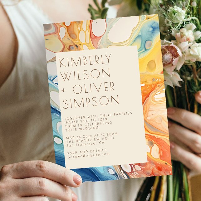 Convite para Casamento de Praia de Abstrato Sea de (Criador carregado)