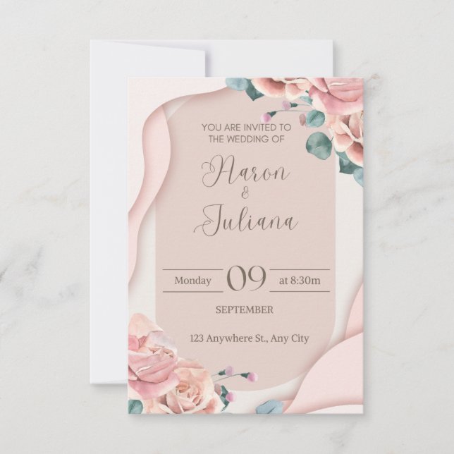 Convite para Casamento de Praia de Destino (Frente)