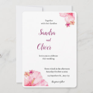Convite para Casamento de Praia de Hibiscus Tropic