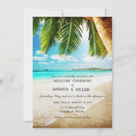 Convite para Casamento de Praia de Ilha Tropical