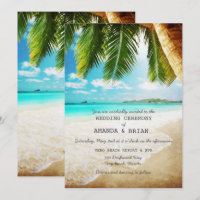 Convite para Casamento de Praia de Ilha Tropical