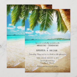 Convite para Casamento de Praia de Ilha Tropical