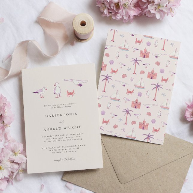 Convite para Casamento de Praia de Seagulls (Criador carregado)