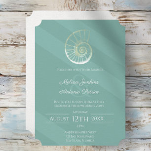 Convite para Casamento de Praia de Seashell Seashe