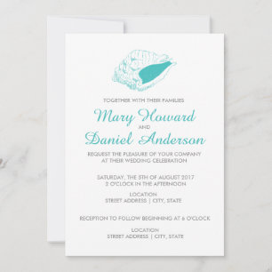 Convite para Casamento de Praia de Seashell (teal)