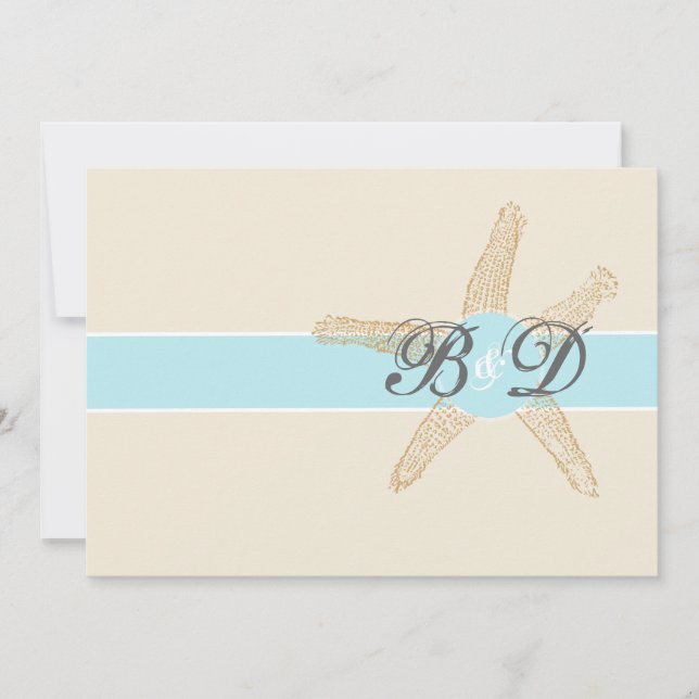 Convite para Casamento de Praia de Starfish (Frente)