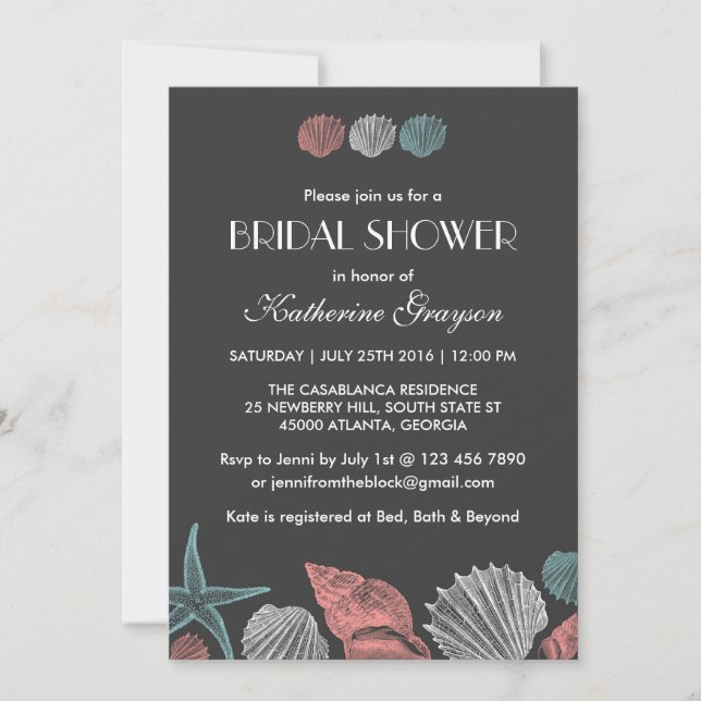 Convite para Casamento de Praia do Chalkboard Seas (Frente)