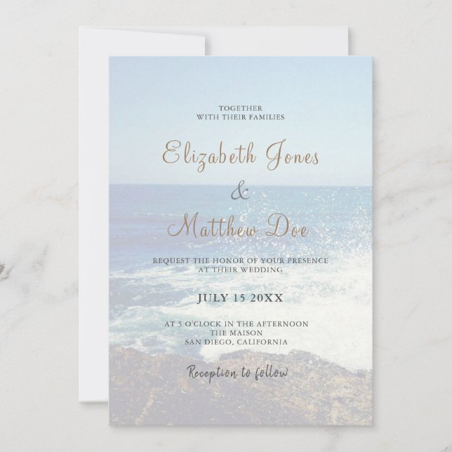 Convite para Casamento de Praia Fora/Casamento Oce (Frente)