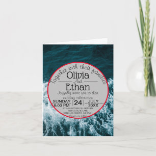 Convite para Casamento de praia marinho azul-cláss