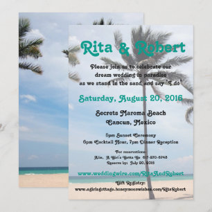 Convite para Casamento de Praia - Palm Tree I Art