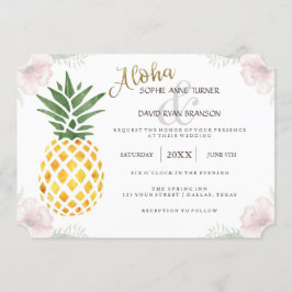Convite para Casamento de Praia Tropical Aloha de