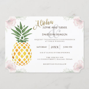 Convite para Casamento de Praia Tropical Aloha de