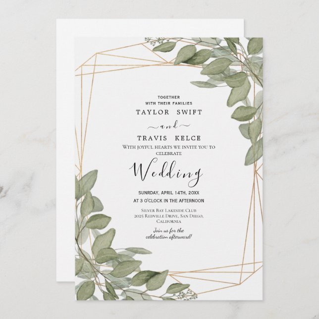 Convite para Casamento de Praia Tropical de Olive  (Frente/Verso)