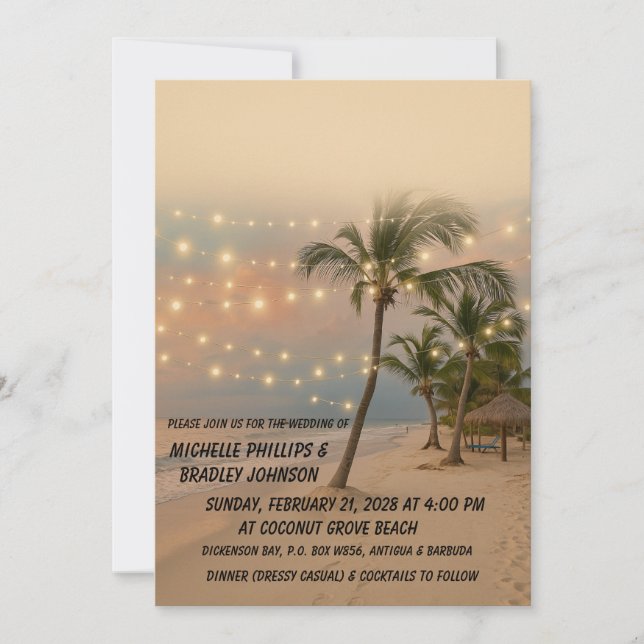 Convite para Casamento de Praia Tropical | Elegant (Frente)