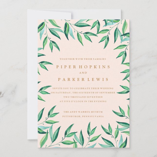 Convite para Casamento de Praia Tropical Moderna (Frente)