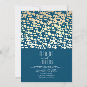 Convite para Casamento de Praias de Peixes Dourado