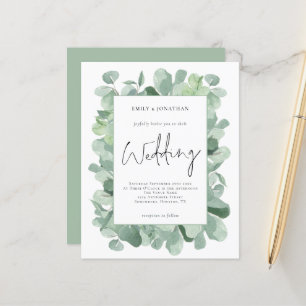 Convite para Casamento de Quadro de Folha Eucalypt