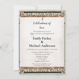 Convite para casamento de quadro de madeira elegan