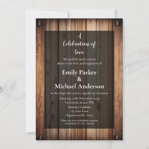 Convite para casamento de quadro de madeira elegan